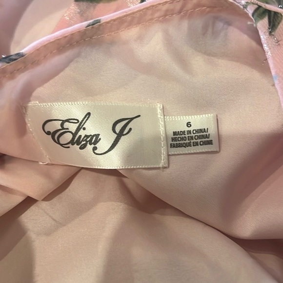 NWT Eliza J Blush Pink Floral Print Chiffon Cascade Long Sleeve Dress,size 6 - Picture 6 of 12